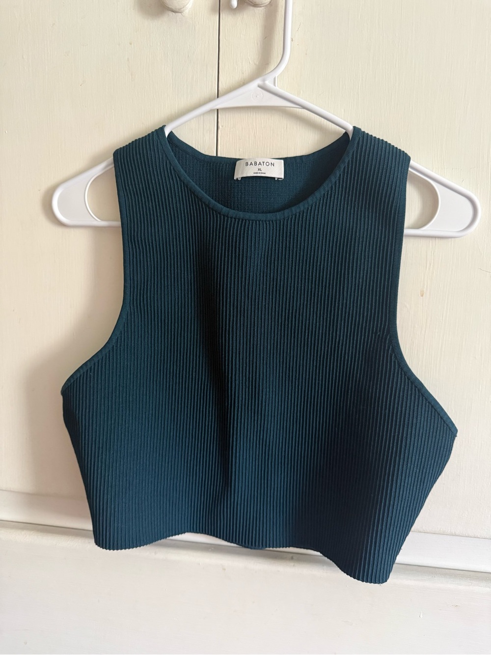 Aritzia Babaton Ribbed Cropped Tank Top in Deep Teal